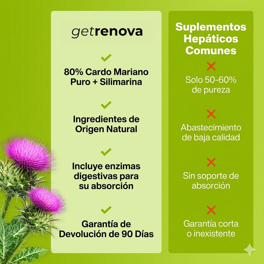 Nueva Fórmula Mejorada - Cápsulas de Cardo Mariano de Renova™